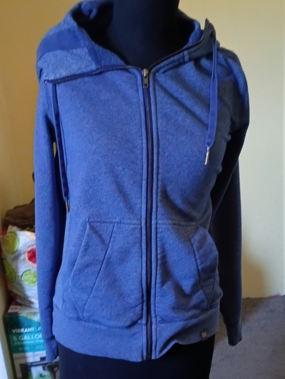 New Era Womens Blue Zip-Front Hooded Puffer Jacket